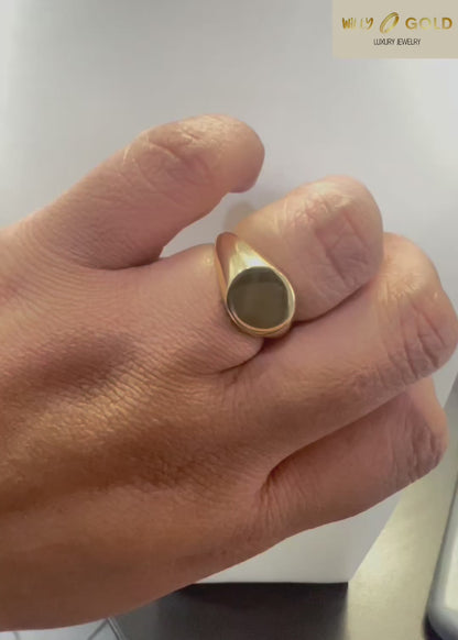 1685- NEW 14K Round Signet Gold Ring W.G