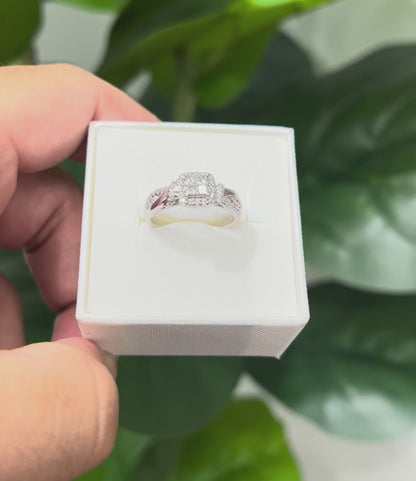 1128- NEW 10K White Gold Square Cz Wedding Ring W.G