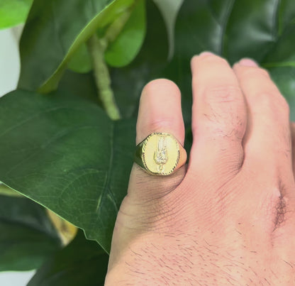 653-NEW 14K St Jude Figure Solid Men's Ring W.G