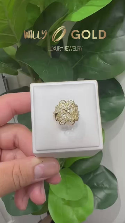 1637- NEW 10K Gold Swirl Flower Ring W.G