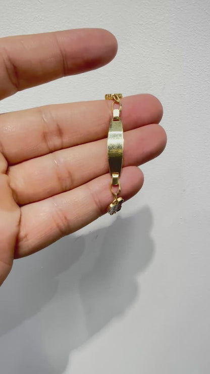 471- NEW 14K Red Clover & Minnie ID Bracelet (5.30mm) W.G