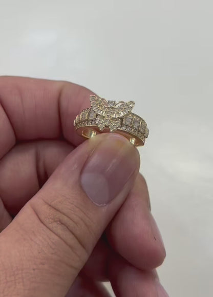 1846- NEW 10K Full Baguette Cut Butterfly Ring W.G