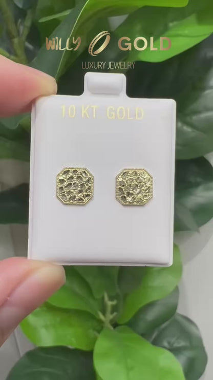 1671- NEW 10K Square Diamond Cut Stud Earrings (9.5mm) W.G