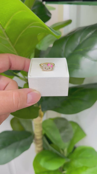 1172- NEW 14K Full Cz Hello Kitty Face W.G