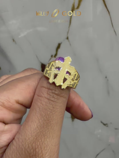 1701- NEW 10K Triple Multi Cross Nugget Ring W.G