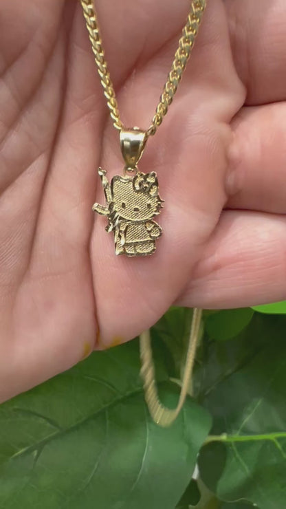 1207-NEW 14K Full Body Hello Kitty Gold Pendant ( W.G