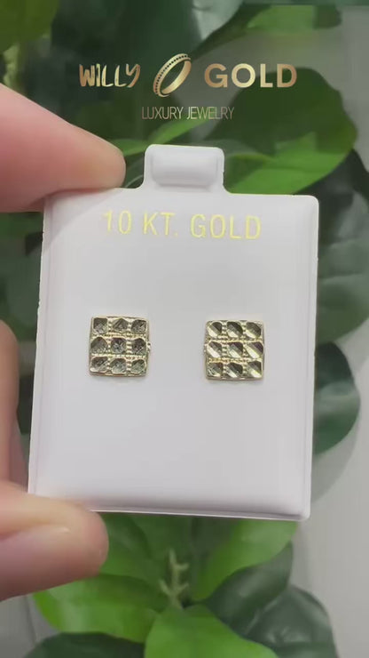 1667- NEW 10K Square Diamond Cut Stud Earrings (8x8.2mm) W.G