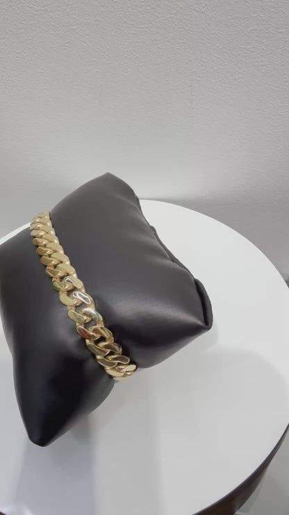 1140- NEW 14K Hollow Cuban Rockefeller by Monaci Bracelet (9mm) W.G