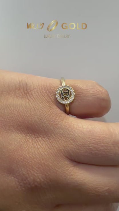 1679- NEW 14K Gold Double-C Halo Ring W.G