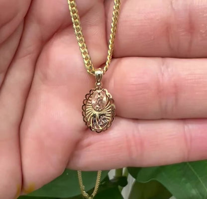 1214-NEW 14K Quinceanera Our Lady of Guadalupe Pendant W.G