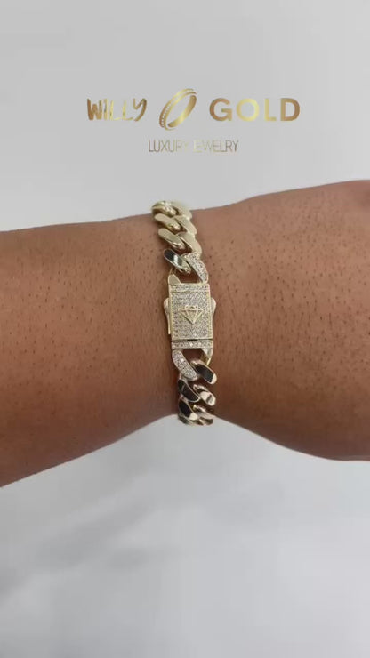 1803- NEW 14K Hollow Cuban Link Bracelet 8.5” (13mm) W.G