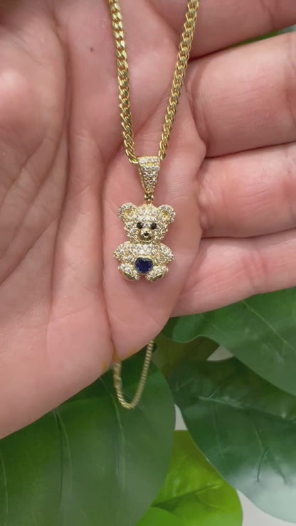1215- NEW 14K Teddy Bear Gold Pendant W.G