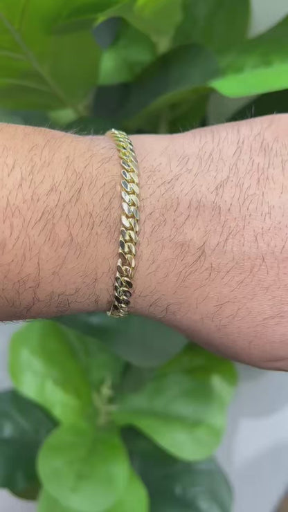 1270- 10K Solid Miami Cuban Bracelet 8.5" (7mm) W.G