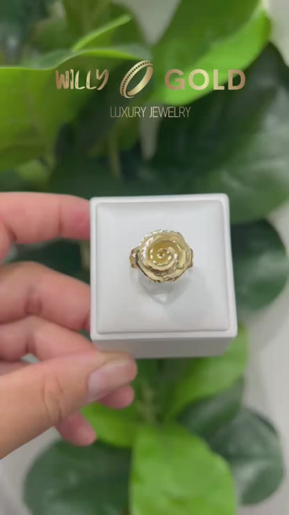 1634- NEW 10K Rose Flower Fancy Ring W.G