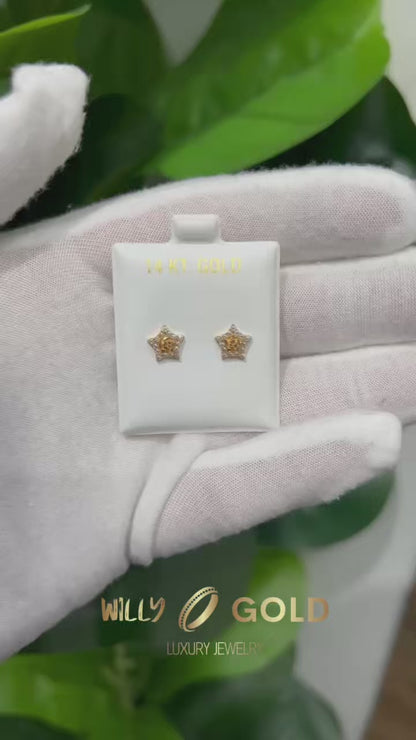 616- NEW 14K Star Stud Earrings (W.G)