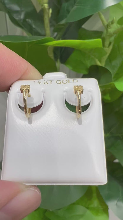 1368- NEW 14K Trebol Hoops Gold Earrings W.G